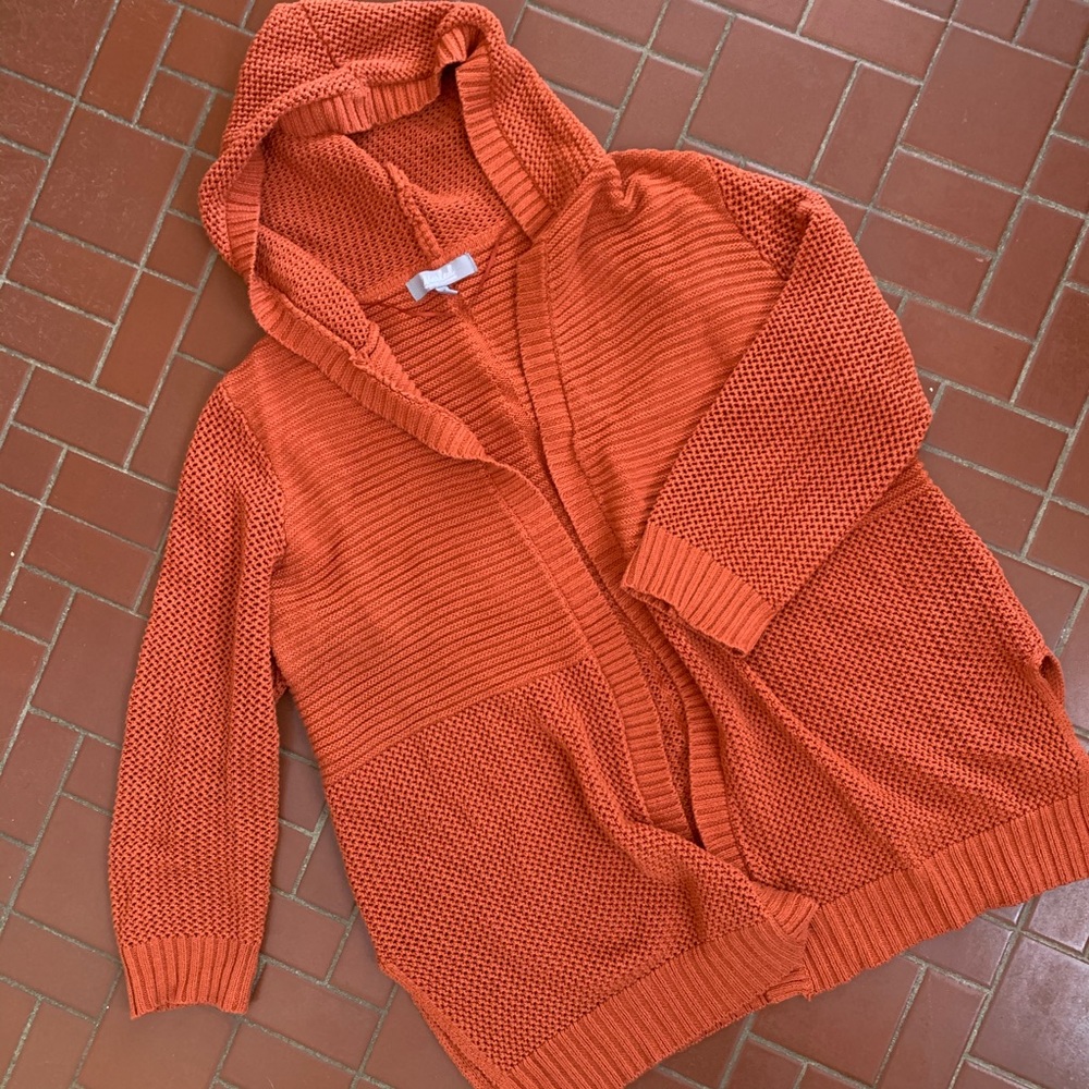 Hooded open cardigan sweater